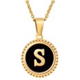 thumbnail image 1 of 26 English Letters (A-Z) Necklace For Women Titanium Steel Stainless Steel Pendant Necklace Pearl Shell Oil Drop Necklace As Gift For Wife , Daughter, Friend, 1 of 9