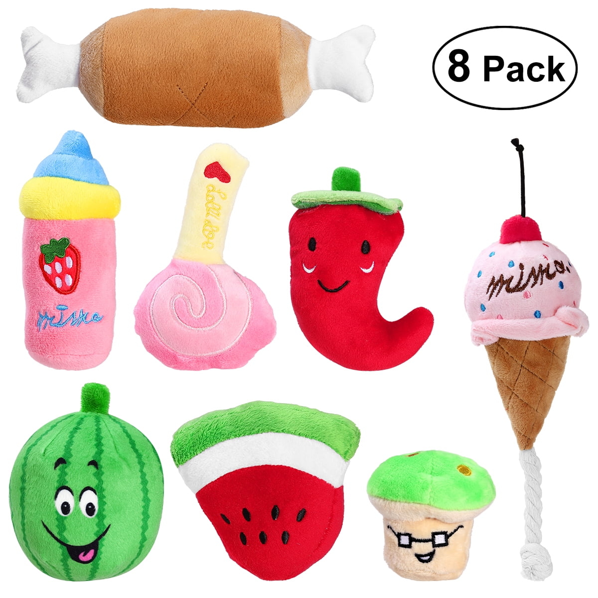 UEETEK 8PCS/ Pack Squeaky Puppy Dog Toys Pet Plush Toys Chew Toys for Puppies and Small Dogs
