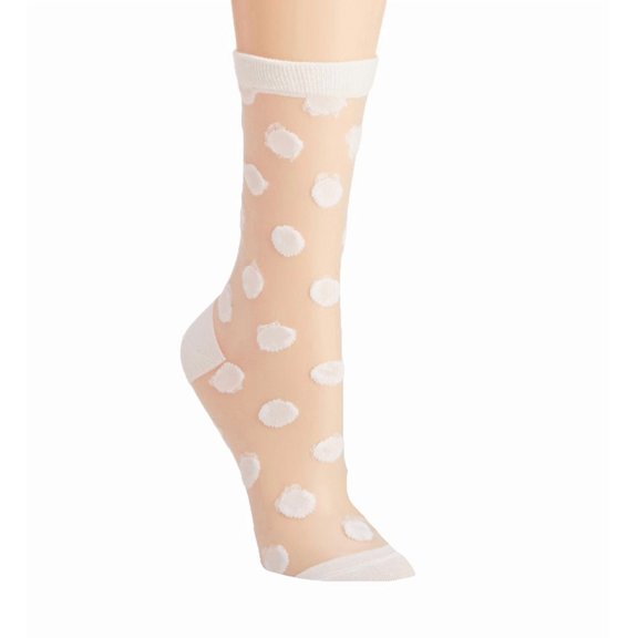 MeMoi Women's Polka Dot Sheer Crew Socks - Womens - Female, 9-11, Winter White