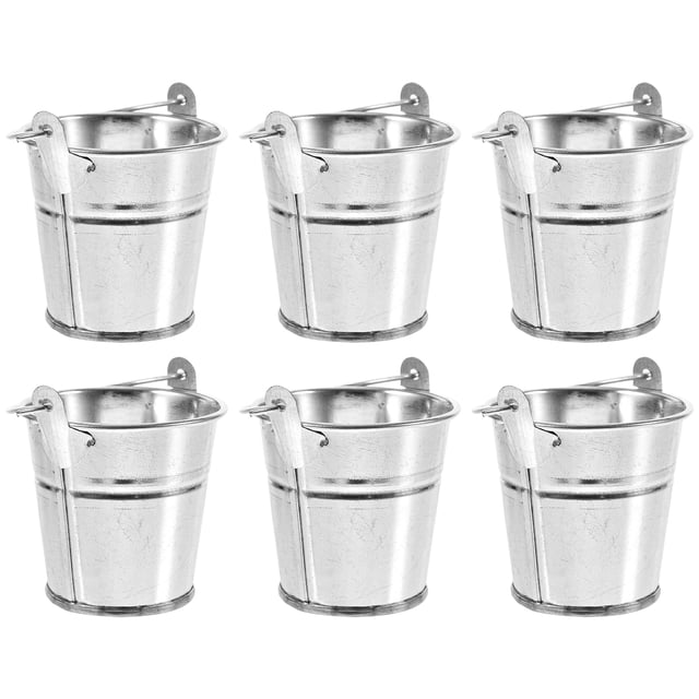 BRIGHTFUFU Mini cubos de Metal con asas, 6 uds., cubos para servir patatas fritas de hierro, florero