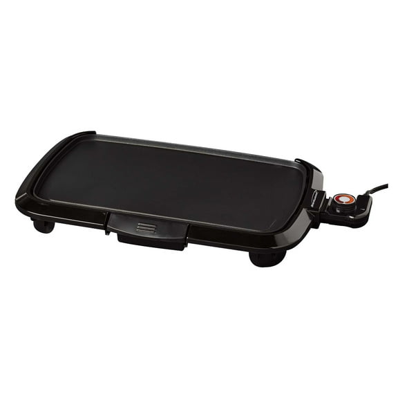 Brentwood TS-821 1,200-Watt Non-Stick Electric Griddle with Drip Tray, Adjustable Temperature, and Cool-Touch Handles, 16 In. x 10 In., Black , TS-821