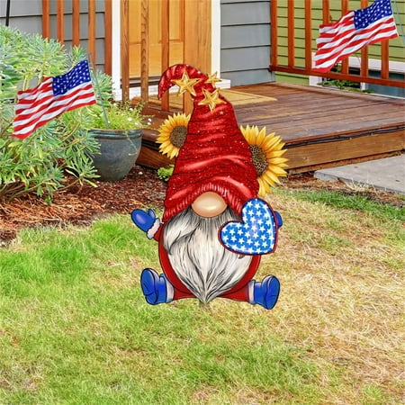 

Independence Day Clearance! YOHOME Gnome Statue Acrylic Garden Stakes Ground Insert Art Dwarf Ornaments Outdoor Yard Patio Decor