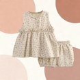thumbnail image 4 of Mifsaly infant Baby Girls Pajama Sets Floral Print Sleeveless Ruffle Tank Tops and Bloomers Shorts Soft Breathable Cotton Summer Sweet Sleepwear, 4 of 5