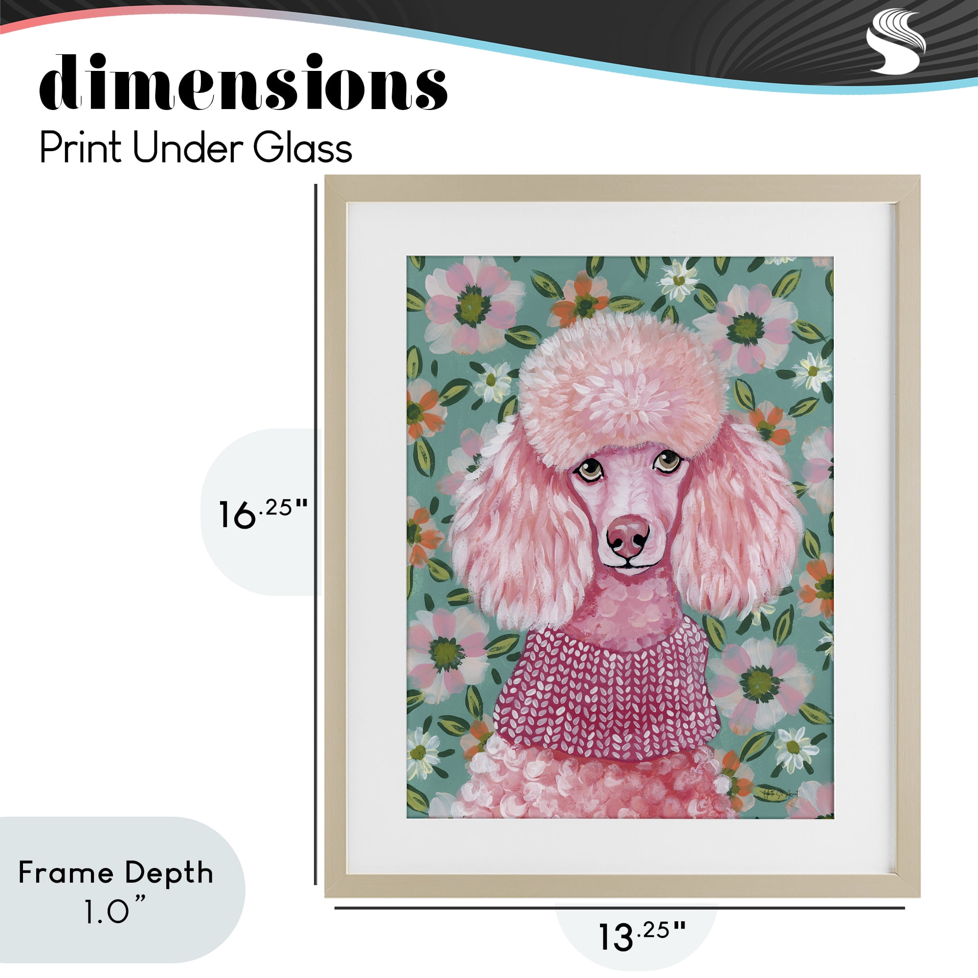 Stupell Industries Floral Poodle In Pink Birch Framed Print Under Glass, design by Yvette St. Amant