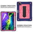 thumbnail image 3 of Dteck Case For iPad Pro 11" 2nd Generation Case with Screen Protector, Heavy Duty Shockproof Protective Cover with 360 Rotate Stand /Hand Strap/ Should Belt /Pencil Holder,Navy+Rose, 3 of 7