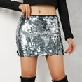 thumbnail image 2 of Telankuip Sequin Mini Skirts for Women Stretchy Bodycon Short Skirts Trendy Night out Party Outfits Sparkly Skirt Glitter Shiny Skirt 5-Silver XS, 2 of 7