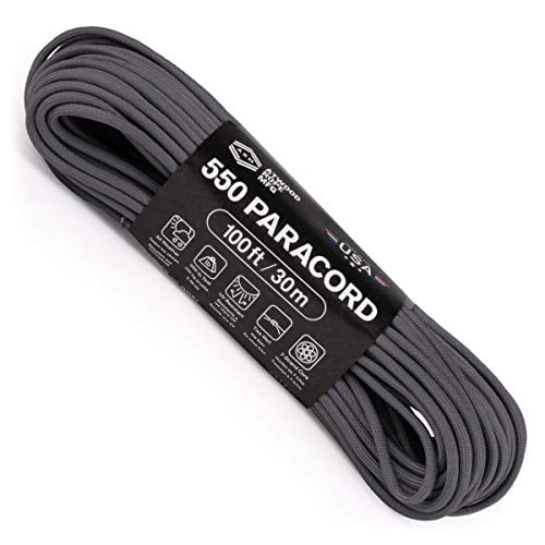 Atwood Rope MFG 550 Paracord 100 Feet 7-Strand Core Parachute Cord (Graphite)