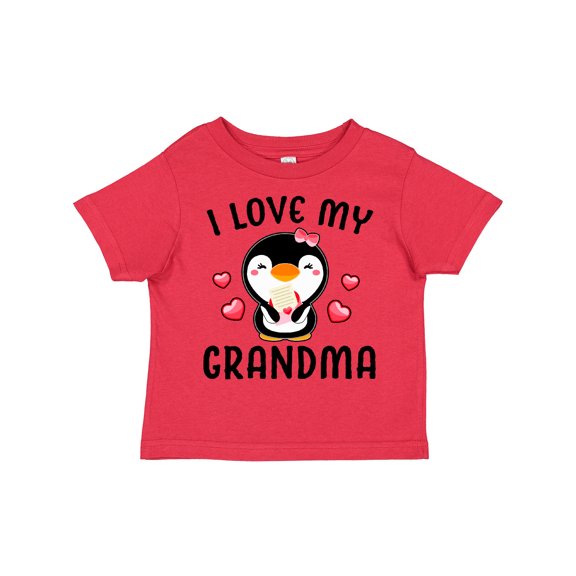 Inktastic I Love My Grandma with Cute Penguin and Hearts Girls Toddler T-Shirt