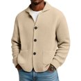 thumbnail image 2 of Men's Long Sleeve Waffle Knit Button Down Lapel Business Casual Solid Color Shirt for Spring Fall Trendy Wear,Khaki,3XL, 2 of 5