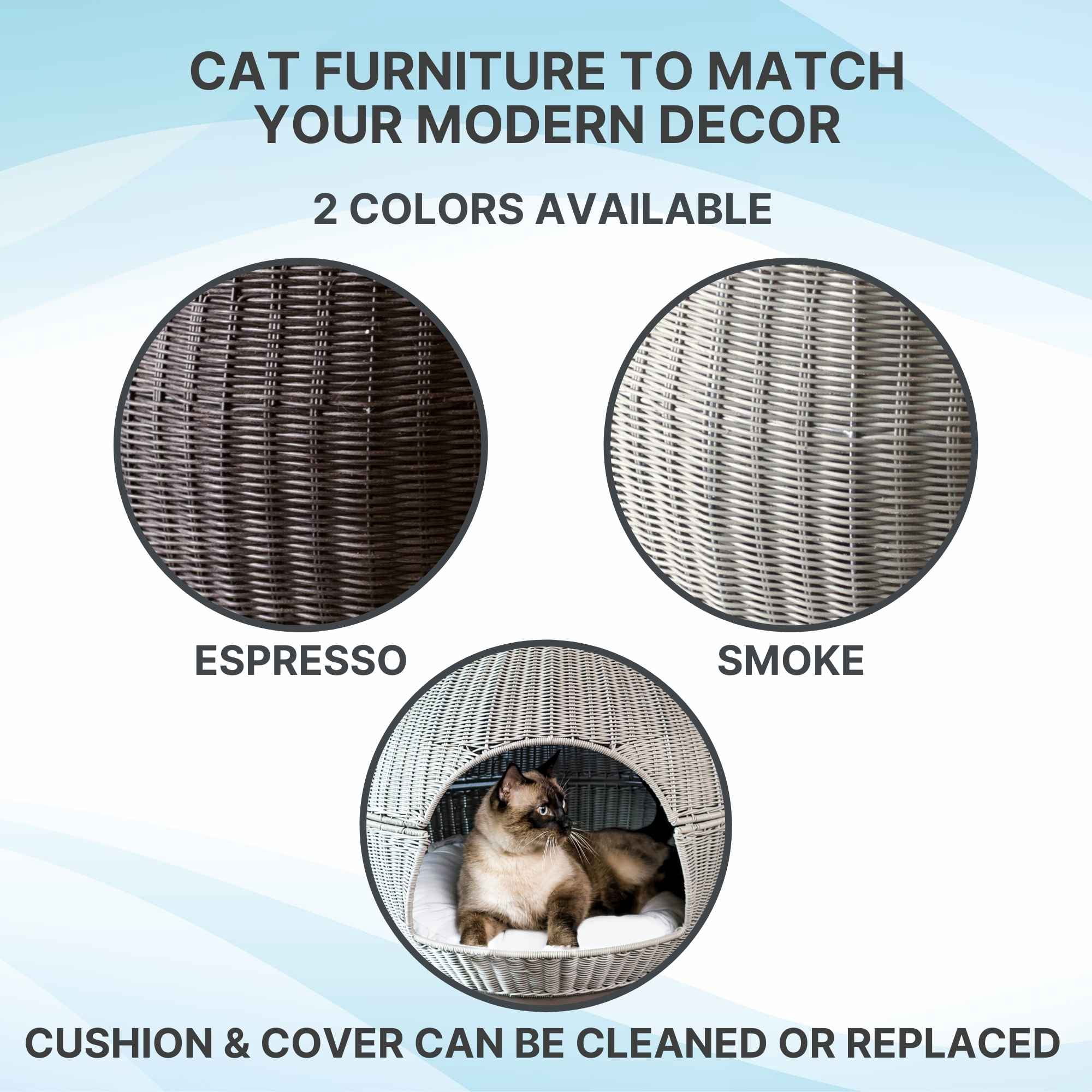 Refined Canine Igloo Pet Bed with Soft Cushion, Smoke