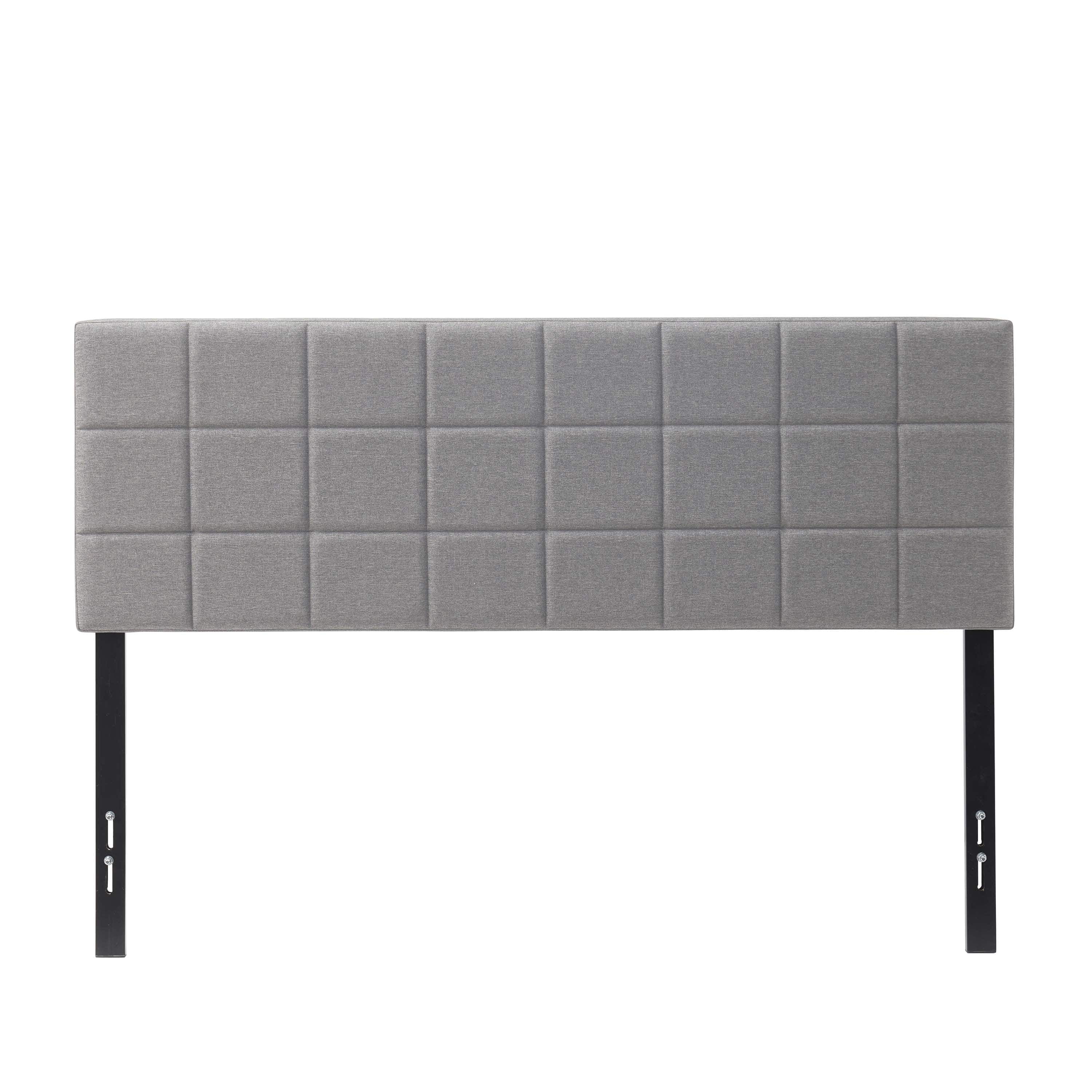 LammaLoe Square Tufted Upholstered Queen Headboard with Adjustable Height, Silver, Queen