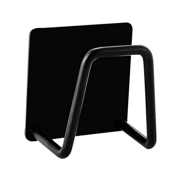 Kitchen Stainless Steel Sponge Holder for Kitchen Sink -Adhesive Sponge Holder Rustproof Brushed Sponge Caddy Organizer, Wall/Surface Mount,Drainage Design,Clutter-Free Storage(Black,1.96x1.96x1.18")