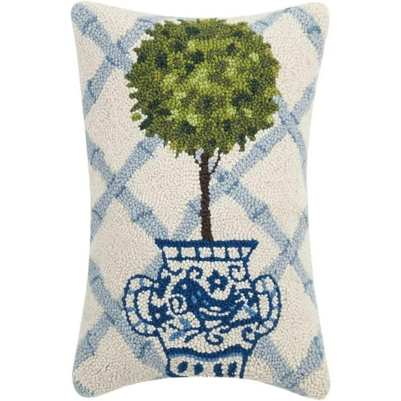 Bilot 30TG25C18OB Topiary Wool and Cotton Pillow 12 X 18 inch, Multicolor