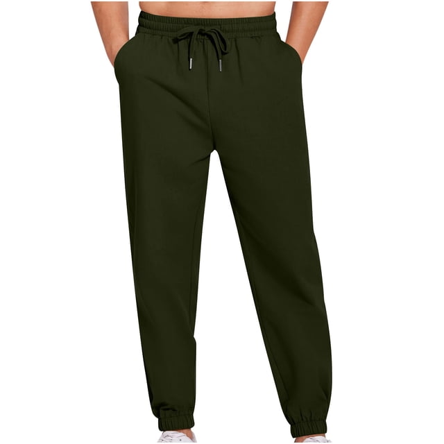 Mefallenssiah Full Length Pants Clearance Men'S Solid Color Casual Ankle Drawstring Pants Full Length Pants