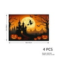 thumbnail image 4 of JOOCAR Halloween Castle and Pumpkins Linen Table Mats Set of 4 for Home Kitchen Table Decor 12x18 inch, 4 of 5