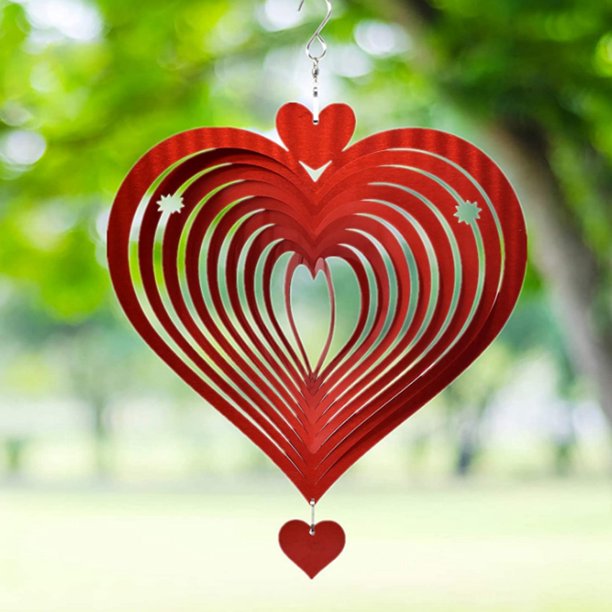 3D Wind Spinners Large Hanging, Wind Spinners Outdoor Metal,Red