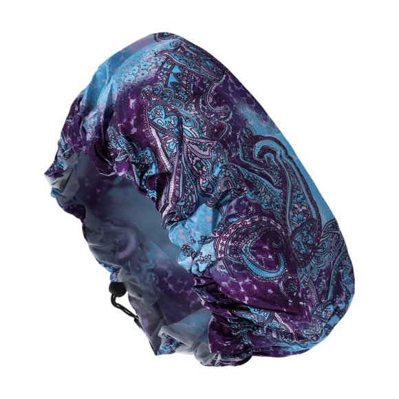 Gorro de Ducha Ajustable para Mujeres 1 Pc para Baño, Viaje de Negocios Azul Púrpura PEVA Satén
