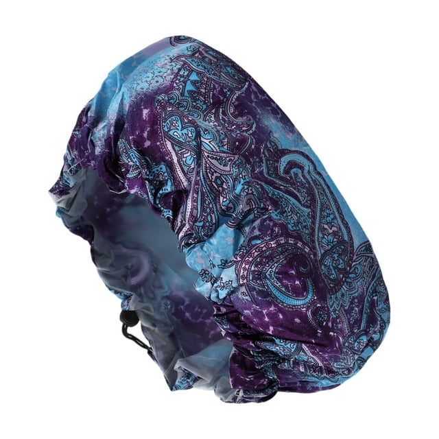 Gorro de Ducha Ajustable para Mujeres 1 Pc para Baño, Viaje de Negocios Azul Púrpura PEVA Satén