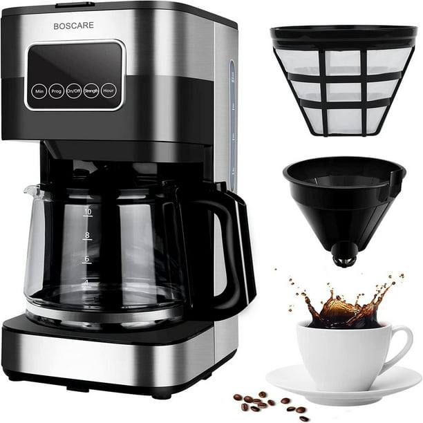 Black 10 Cup Coffee Machine, Programmable Coffee Machine, Drip Filter