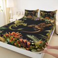 thumbnail image 4 of Metsweet Gothic Dragon King Sheets 4pcs, Chic Flowers Bedding, Green Brown Orange,1 Fitted Sheet, 1 Flat Sheet and 2 Pillowcases, 4 of 5
