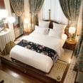 thumbnail image 6 of Bed Runner Scarf for Twin Size Bed, Black Christmas Beds Scarf Throws for Foot of Bedding, Gnomes Poinsettia Ball Pine Tree Leaves Decorative Beds Runners for Bedroom Guestroom, 71"x20", 6 of 8