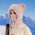 thumbnail image 4 of 3 In 1 Winter Fleece-Lined Knitted Hat for Women - with Scarf and Mask, Warm Knitted Ski Scarf & Mask Combo, Ideal for Fall Winter Cold Weather, Keep Head, Neck & Face Cozy, Pink, 4 of 5