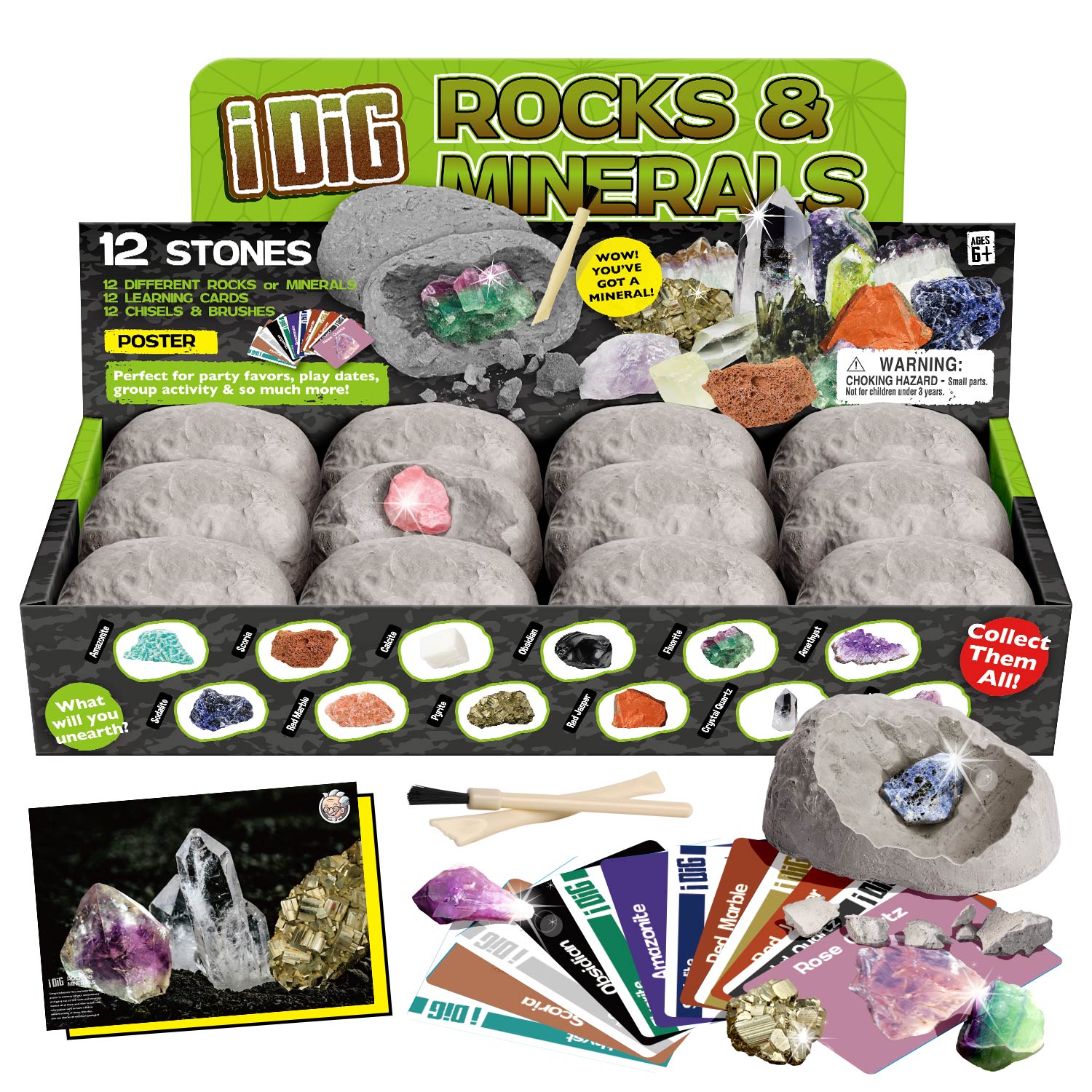 Piano Potato 12-Pack Rock & Mineral Dig Kit