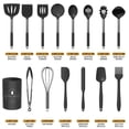 thumbnail image 2 of 30 Pcs Kitchen Utensils Cooking Utensils Set, Food Grade Silicone Spatula Set,BPA-Free,Non-stick Heat Resistant Silicone Cookware with Strong Stainless Steel Handle,Black, 2 of 8