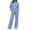 Light Blue, variant on LUVDA Womens 2 Piece Sets Retro Sporty Outfit Contrast Trim Crew Neck Top Stripe Wide Leg Pants