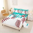thumbnail image 2 of Castle Fairy Baseball Ice Cream Queen Sheets 4 Pieces, Ball Gamer Queen Sheet Sets, Teal Red,1 Fitted Sheet, 1 Flat Sheet and 2 Pillowcases, 2 of 6