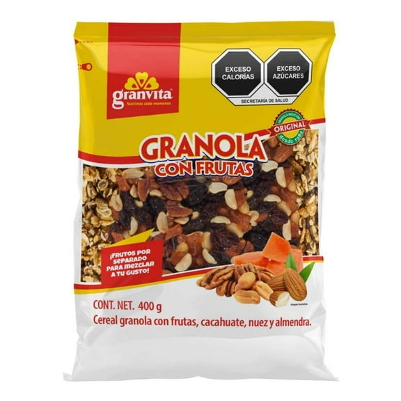 Granola Granvita con frutas, cacahuate, nuez y almendra 400 g