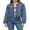 Blue, variant on Michellecmm Women's Denim Tie Front Jacket Solid Color Lapel Neck Long Sleeve Casual Crop Coat