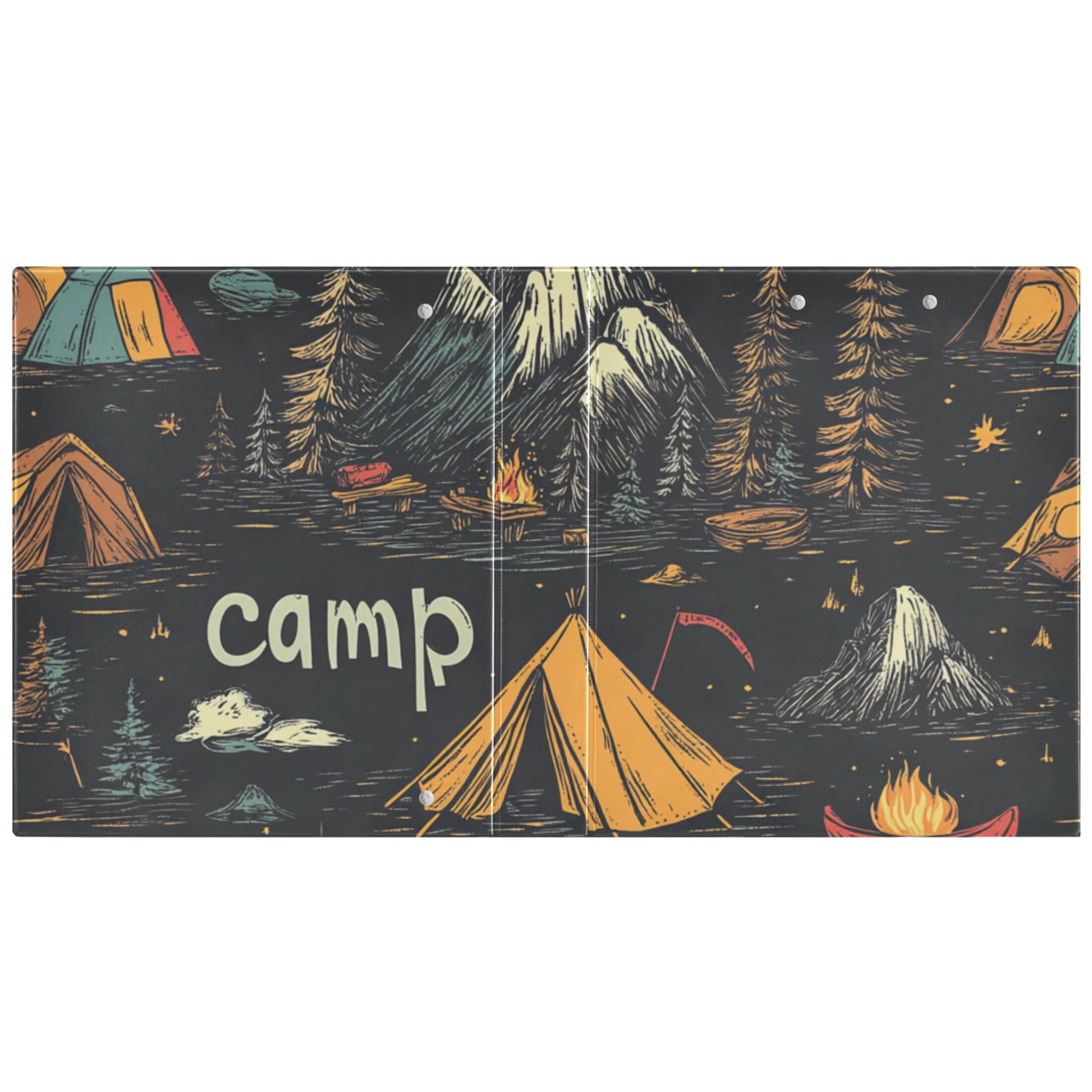 Camp Fire Trees 3 Ring Binders 1.5 inch Hardcover File Folders with Interior Pockets A4 Size Organizer for School Office Hospital