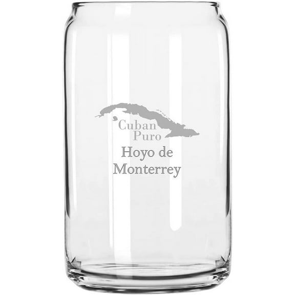 Hoyo de Monterrey Cuban Cigar Themed Etched 16oz Libbey Can Glass