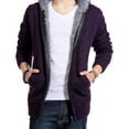 thumbnail image 5 of IYTR Men's Winter Fleece Lined Knitted Hoodie Zipper Warm Jacket Outdoor Thick Sweatshirt Full Zip Warm Hooded Coat Swe Purple XXXL, 5 of 5