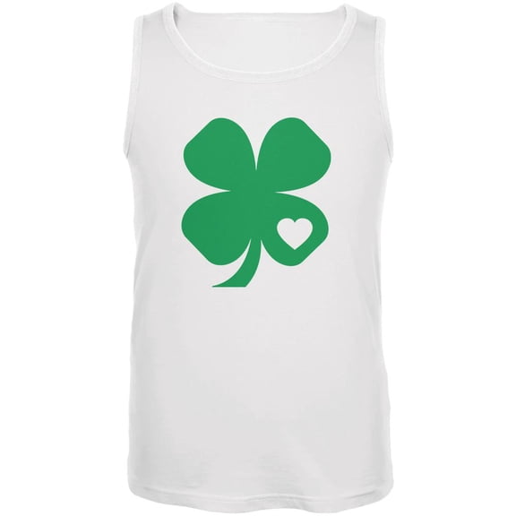 St. Patricks Day Shamrock Heart Mens Tank Top White LG