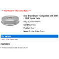 thumbnail image 2 of Rear Brake Drum - Compatible with 2007 - 2018 Toyota Yaris 2008 2009 2010 2011 2012 2013 2014 2015 2016 2017, 2 of 2