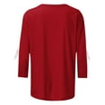 thumbnail image 4 of Antinious Plus Size Tops for Women Trendy Bowknot Crew Neck 3/4 Sleeve Casual Oversized Tshirts,Sweatshirt for Women,Going Out Tops for Women,Red,XL, 4 of 5