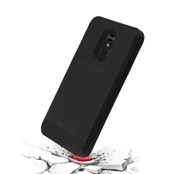 LG Stylo 5 Wallet Phone Case Hybrid [Slim + Protective + Grip] Shell Armor Rubber Bumper Shockproof Case with Credit Card Slot Holder 2 Cards Storage Compartment BLACK Cover for LG Stylo 5 (2019)