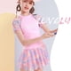 thumbnail image 5 of Traje de baño rosa para niñas, traje de baño deportivo colorido dividido, conjunto de baño de manga corta, 5 of 7