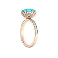 thumbnail image 2 of 2.50 ctw Aquamarine Ring with Diamonds 14K Rose Gold Flower Vintage Halo, 2 of 6