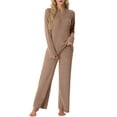thumbnail image 3 of MINTREUS Women's Pajama Set Long Sleeve Lounge Set Ribbed knit Sleepwear Two Piece Pjs Set with Pocket, 3 of 7