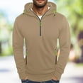 thumbnail image 2 of Hoodies for Men,Quarter Zip Hoodie Men Casual Loose Fit Multiple Pockets Lined for Autumn Outdoor Activities,Zipper Hoodies for Men,01 Khaki,M, 2 of 5