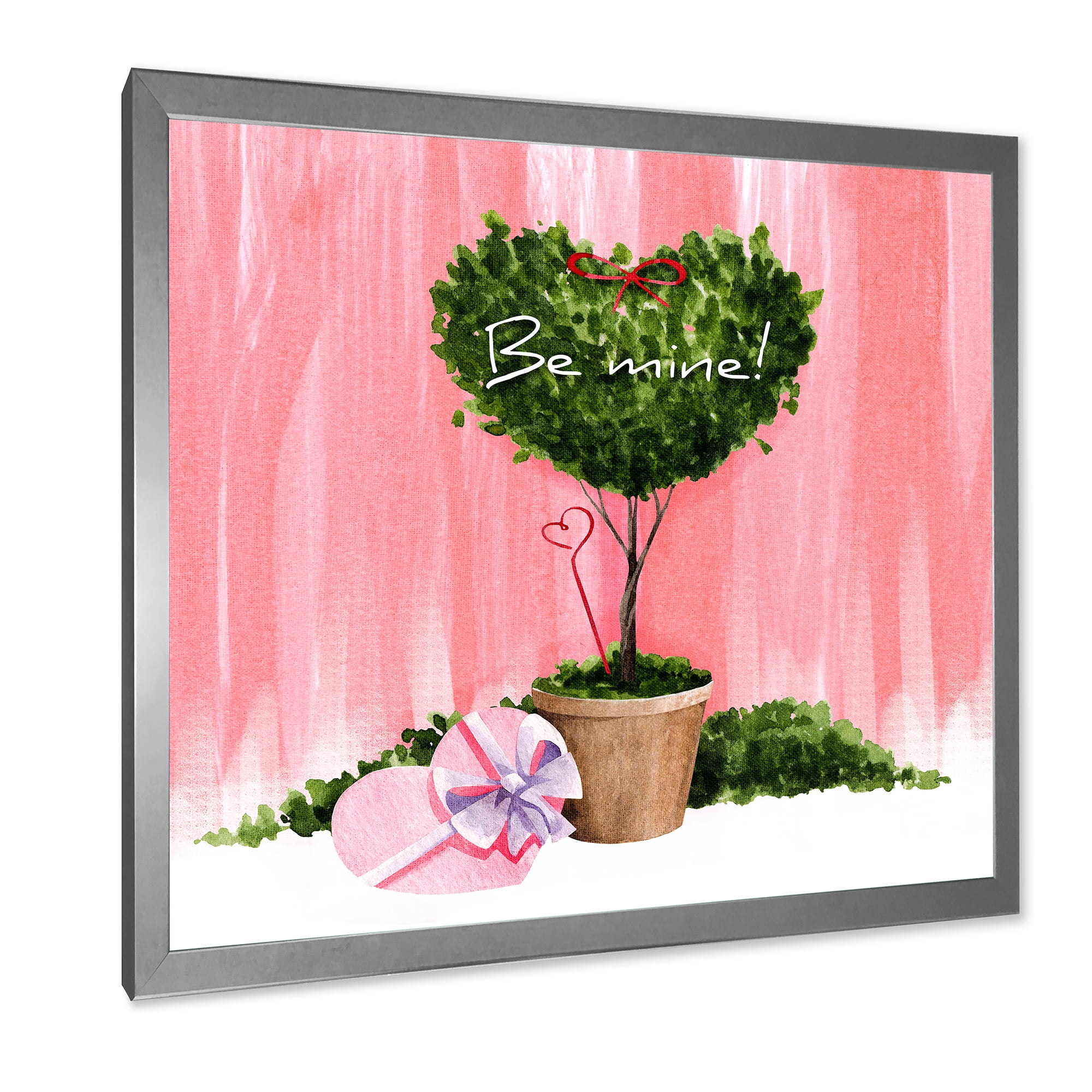 Designart 'Be Mine Heart Shaped Valentine House Plant' Farmhouse Framed Art Print