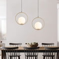 thumbnail image 6 of KCO Lighting Modern Large Globe Pendant Light, Brushed Brass Ceiling Hanging Lighting, Minimalist White Glass Round Pendant Lamp, 6 of 8