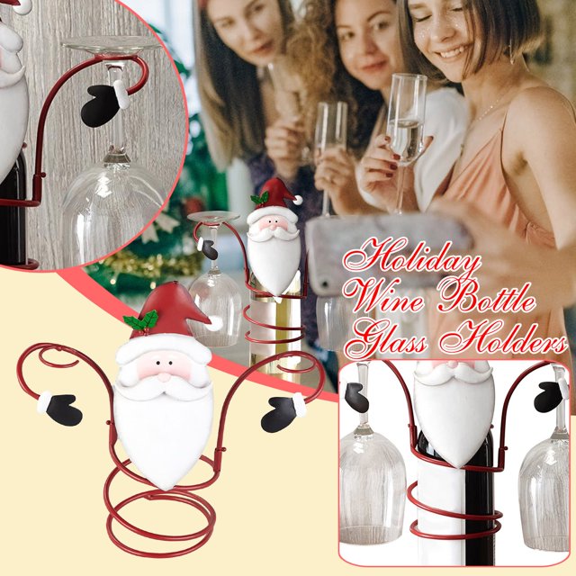 Oleegame 1PC Glass Bottle Wine & Decor And Glasses Kitchen For Home Holders 1 Glass & 2 Hold Christmas Perfect Wine Countertop Bottle Rack Holiday Storage Bottle Home Decor