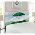 thumbnail image 2 of Fantasy Headboard, Detached Top of Mountain Floating up to Sky As a Hot Air Balloon Imaginative Art, Upholstered Decorative Metal Bed Headboard with Memory Foam, Twin Size, Green, by Ambesonne, 2 of 4