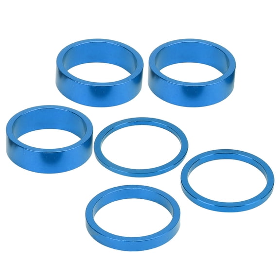 6Pcs Bicycle Headset Spacer Aluminium Alloy Bike Handlebar Stem Spacers Threadless for MTB Mountain Road Bikes Cycling (Blue)