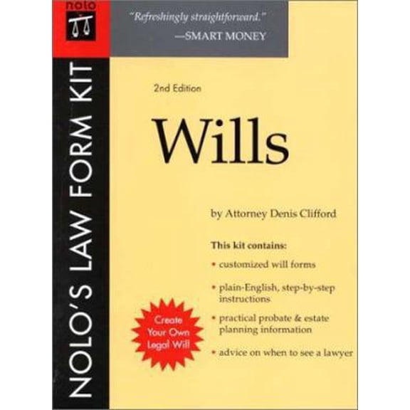Pre-Owned Nolo's Law Form Kit: Wills (Paperback) 0873376021 9780873376020