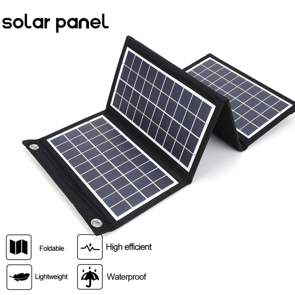 Foldable Solar Panel for Camping with Dual Usb Charger and Waterproof Design 2 Fold